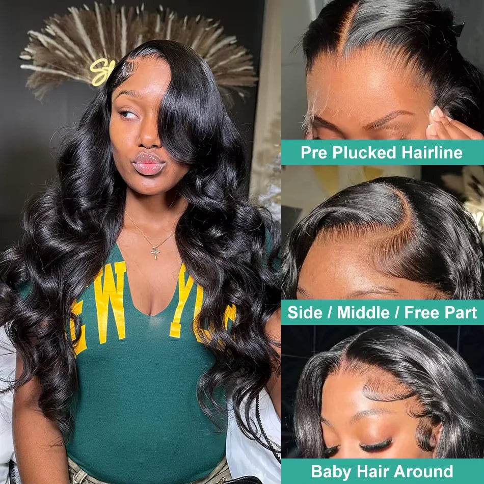 30 32 Inch Body Wave Human Hair Wigs 300% 13x6 HD Lace Front Human Hair Wig For Woman 5x5 Gluless Lace Closure Wig Preplucked