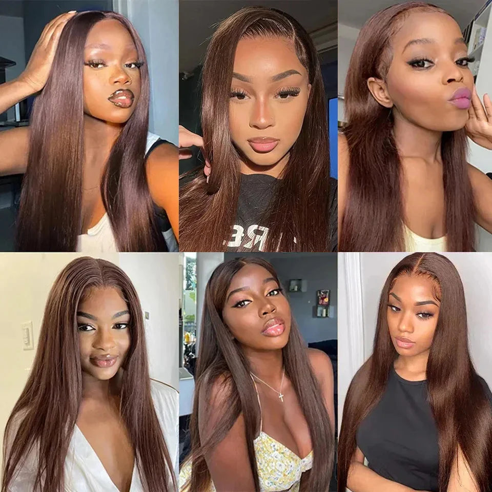 Dark Brown Super Double Drawn 13x4 Hd Lace Wig Bone Straight Chocolate Brown Wigs Human Hair 13x4 Lace Front Human Hair Wig